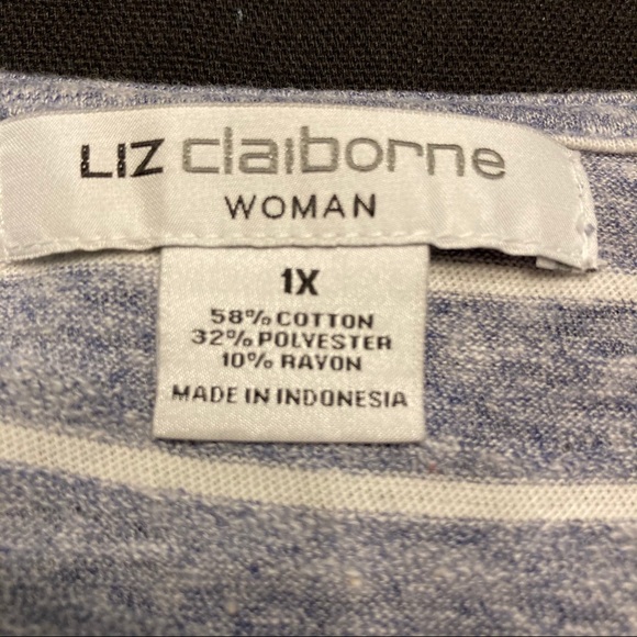 Liz Claiborne 1x Blue Sailor Stripe Sleeveless T - Picture 2 of 8
